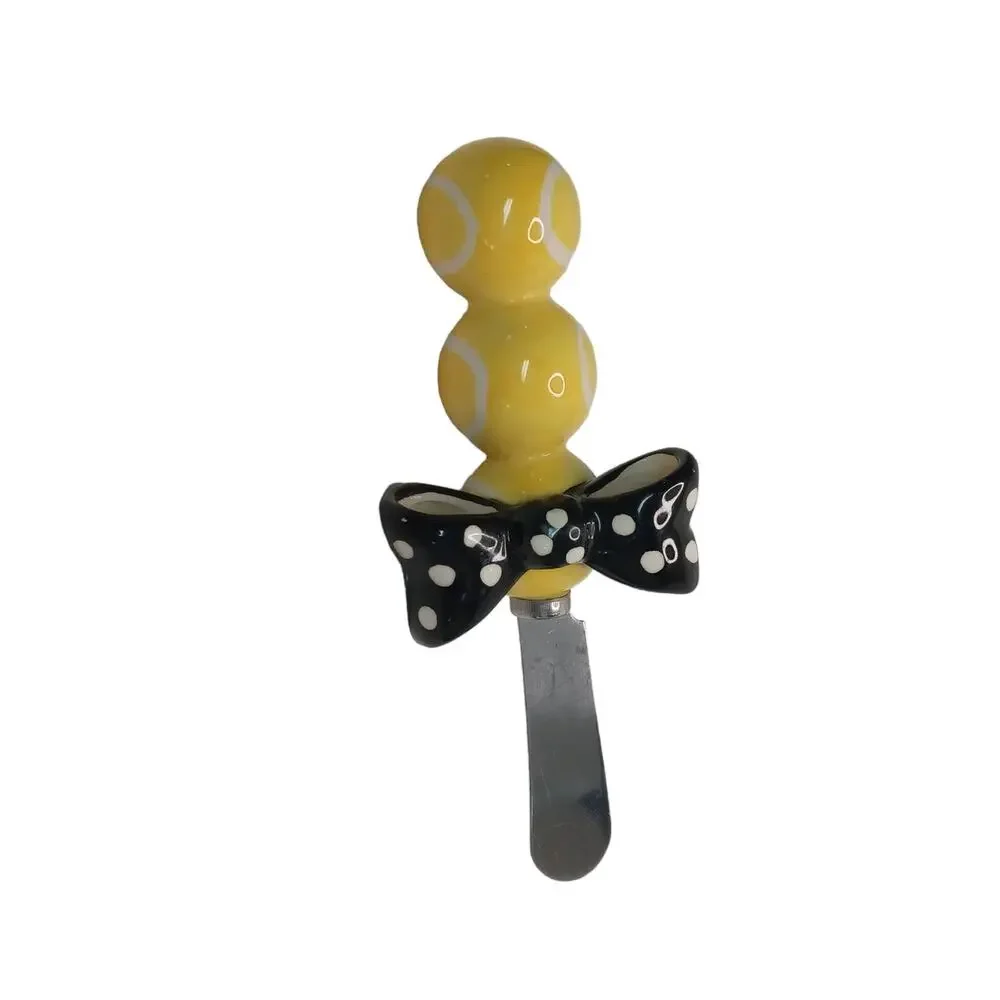🐝Yellow Black Polka Dot Spreader Knife Cheese Butter Jam Whimsical Party Fun 🐝